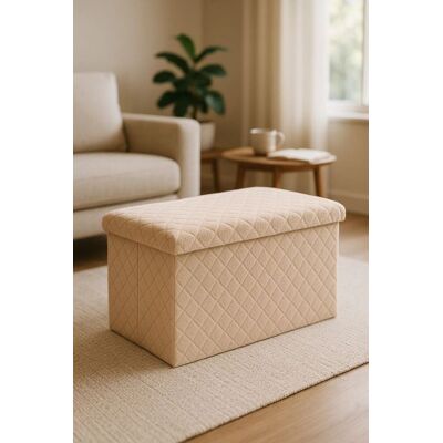 RegalosMiguel Puff Almacenaje Dico 76 cm Terciopelo - Beige RegalosMiguel Puff Almacenaje Dico 76 cm Terciopelo - Beige