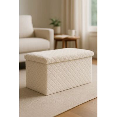 RegalosMiguel Puff Almacenaje Dico 76 cm Terciopelo - Blanco RegalosMiguel Puff Almacenaje Dico 76 cm Terciopelo - Blanco