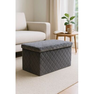 RegalosMiguel Puff Almacenaje Dico 76 cm Terciopelo - Gris RegalosMiguel Puff Almacenaje Dico 76 cm Terciopelo - Gris
