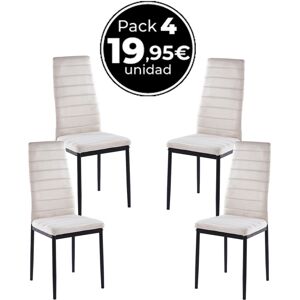 RegalosMiguel Pack 4 Sillas Lauter Terciopelo - Beige