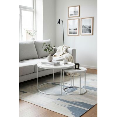 RegalosMiguel Set 2 Mesas Centro Renty 80 - 48 cm - Blanco RegalosMiguel Set 2 Mesas Centro Renty 80 - 48 cm - Blanco