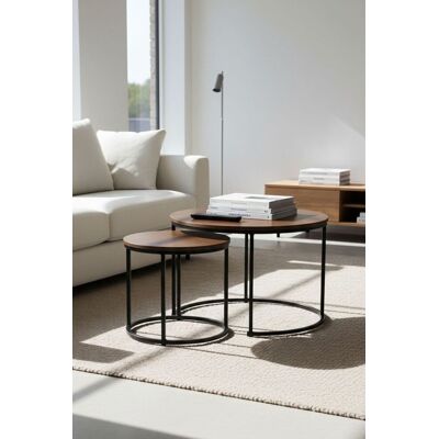 RegalosMiguel Set 2 Mesas Centro Renty Negras 80 - 48 cm - Madera oscura RegalosMiguel Set 2 Mesas Centro Renty Negras 80 - 48 cm - Madera oscura