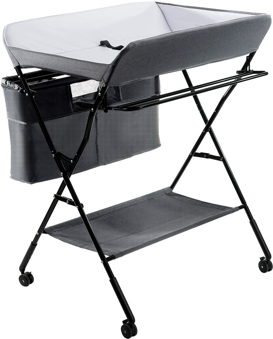 Costway Cambiador Plegable y Portátil para Bebés con Altura Regulable y Ruedas  Gris 69 x 81 x 97 5 cm Costway Cambiador Plegable y Portátil para Bebés con Altura Regulable y Ruedas  Gris 69 x 81 x 97 5 cm