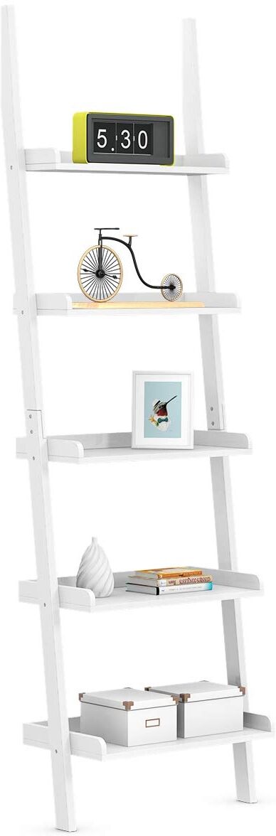 Costway Estantería de Escalera con 5 Estantes Madera Estante de Pared para Planta Flores Librería 56 x 32 5 x 189cm Blanco Costway Estantería de Escalera con 5 Estantes Madera Estante de Pared para Planta Flores Librería 56 x 32 5 x 189cm Blanco