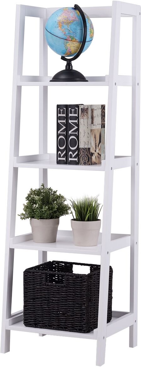 Costway Estante con 4 estantes de madera Estante decorativo para el hogar 44 5x38x140cm Blanco Costway Estante con 4 estantes de madera Estante decorativo para el hogar 44 5x38x140cm Blanco