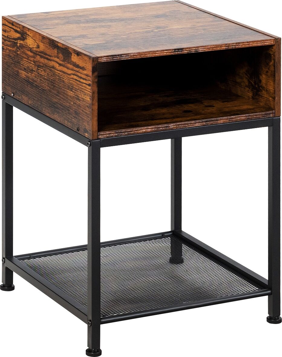 Costway Mesita Industrial con Compartimiento Abierto y Repisa de Red para Salón Dormitorio Marrón y Negro 40 x 40 x 58 cm Costway Mesita Industrial con Compartimiento Abierto y Repisa de Red para Salón Dormitorio Marrón y Negro 40 x 40 x 58 cm