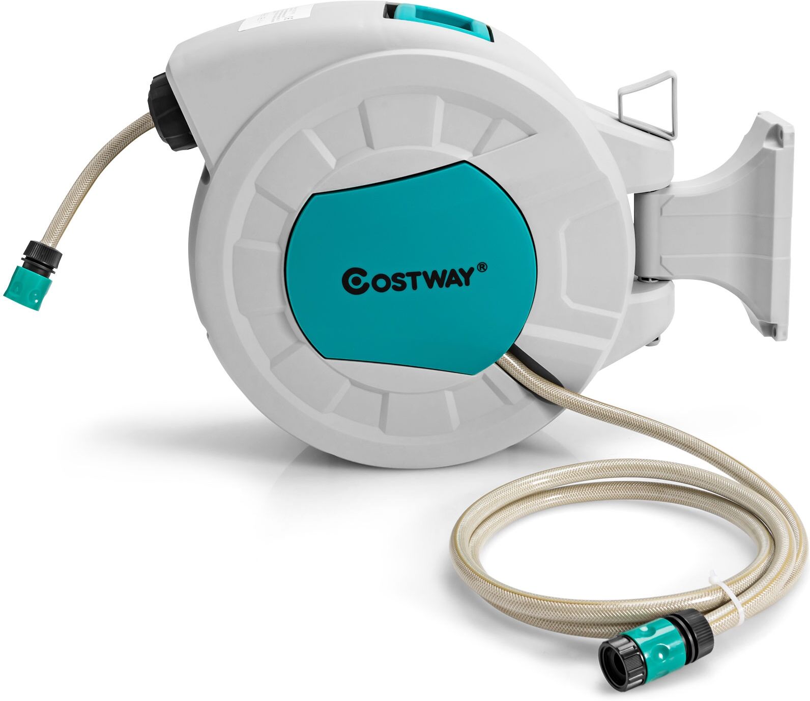 Costway Carrete Retráctil para Manguera de Jardín Montado a la Pared Giratorio a 180° y Bloque Largo Gris 52 x 20 x 39 cm Costway Carrete Retráctil para Manguera de Jardín Montado a la Pared Giratorio a 180° y Bloque Largo Gris 52 x 20 x 39 cm