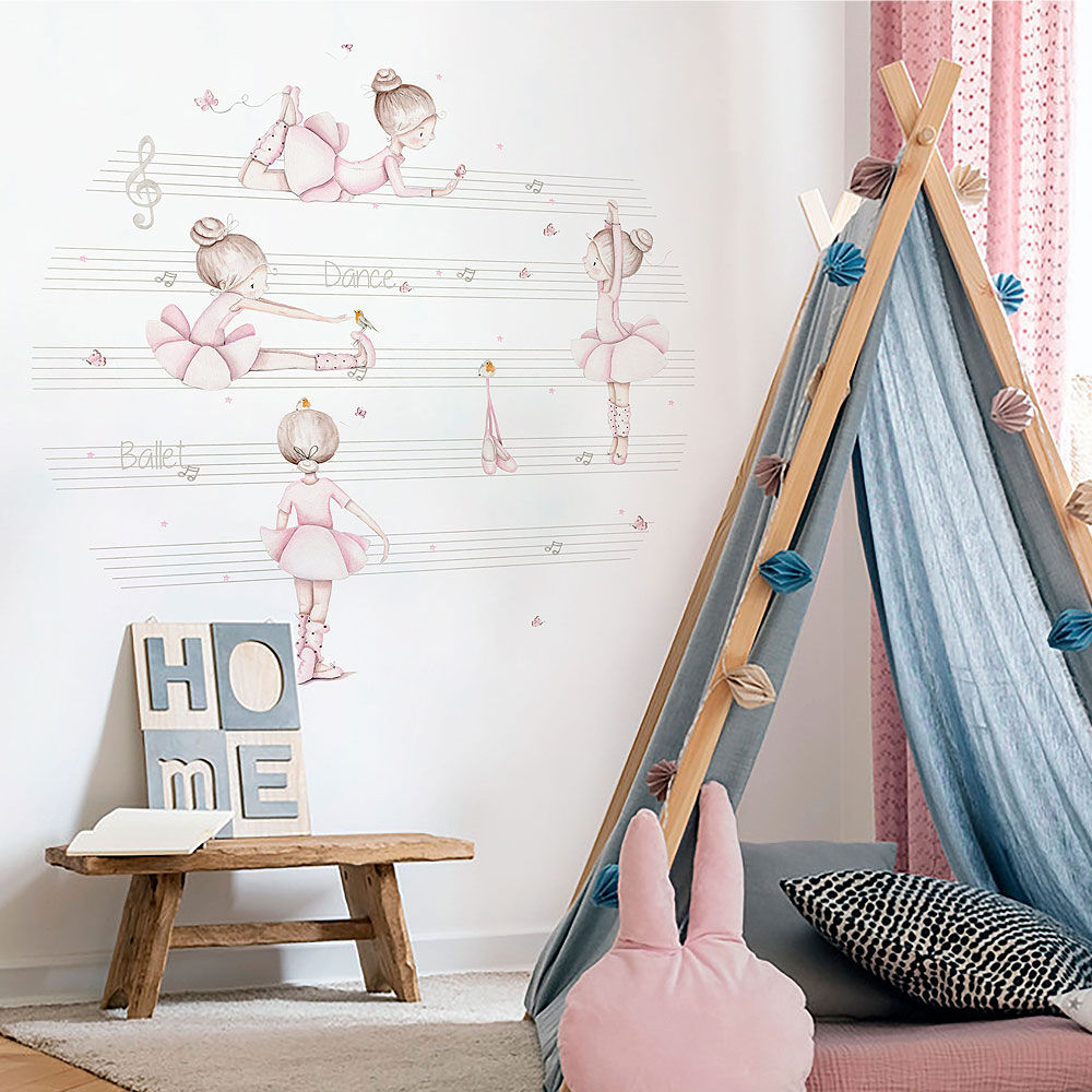 imda Vinilo infantil "Bailarinas Dance Pentagrama" fondo blanco (Vinilos: Diámetro de 150cm) imda Vinilo infantil "Bailarinas Dance Pentagrama" fondo blanco (Vinilos: Diámetro de 150cm)