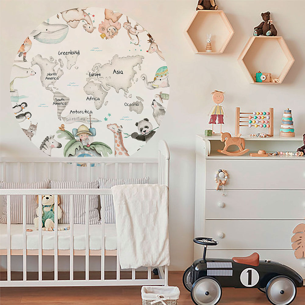 imda Vinilo infantil "Mapamundi gris explorador" (Vinilos: Diámetro de 150cm) imda Vinilo infantil "Mapamundi gris explorador" (Vinilos: Diámetro de 150cm)