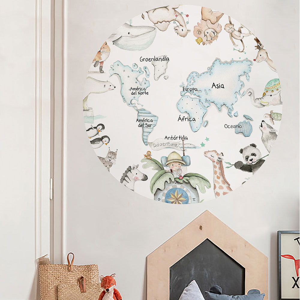 imda Vinilo infantil "Mapamundi azul explorador" (Vinilos: Diámetro de 150cm) imda Vinilo infantil "Mapamundi azul explorador" (Vinilos: Diámetro de 150cm)