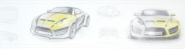 Cenefa autoadhesiva Coche deportivo amarillo Cenefa autoadhesiva Coche deportivo amarillo
