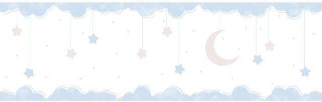 Candy Cenefa autoadhesiva Estrellitas y luna azul Candy Cenefa autoadhesiva Estrellitas y luna azul