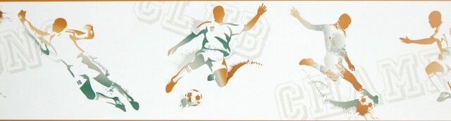 Cenefa autoadhesiva Futbolista naranja y verde oscuro Cenefa autoadhesiva Futbolista naranja y verde oscuro