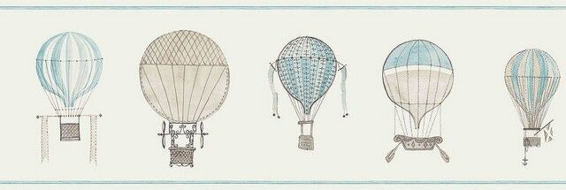 Cenefa de papel pintado Globos aerostáticos azul Cenefa de papel pintado Globos aerostáticos azul