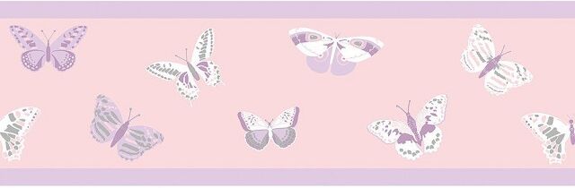 Cenefa de papel pintado Mariposas lila Cenefa de papel pintado Mariposas lila