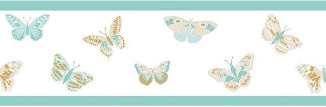 Cenefa de papel pintado Mariposas mint Cenefa de papel pintado Mariposas mint