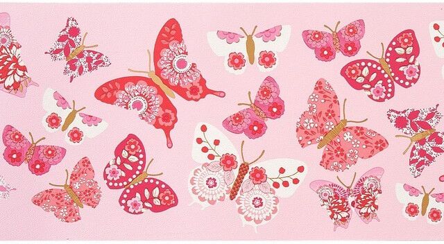 Cenefa de papel pintado Mariposas rosa Cenefa de papel pintado Mariposas rosa