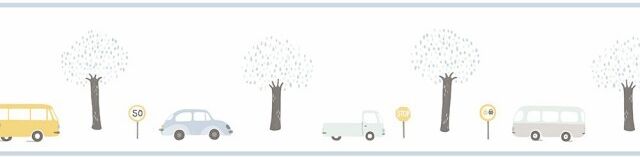 Cenefa de papel pintado Vintage Cars Bleu Cenefa de papel pintado Vintage Cars Bleu