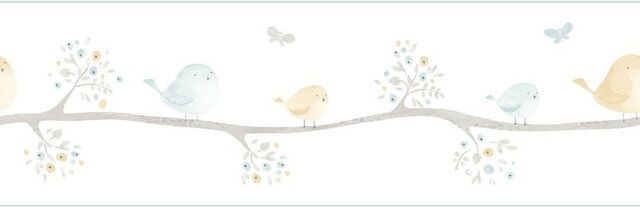 Cenefa de papel pintado Pájaros azul Cenefa de papel pintado Pájaros azul