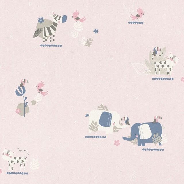 Papel pintado infantil Animalitos rosa