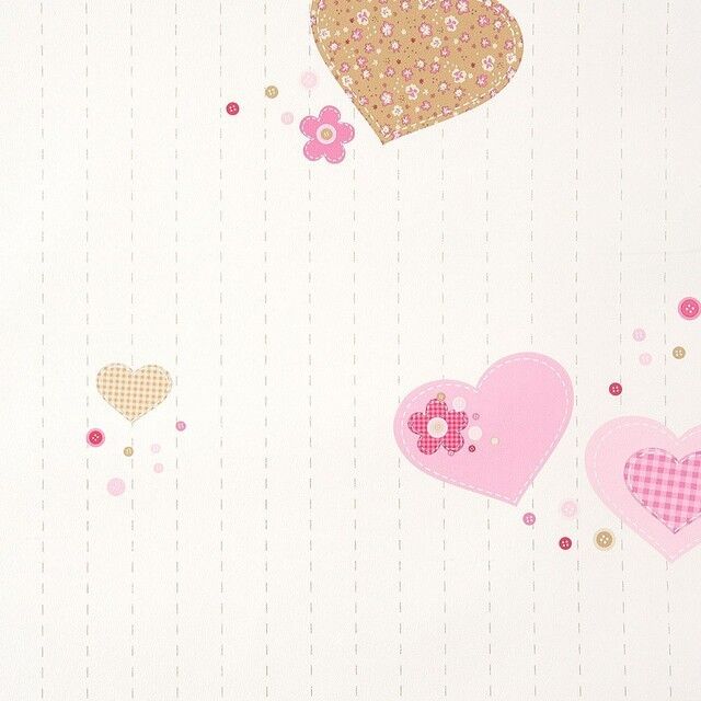 Papel pintado Corazones patchwork rosa Papel pintado Corazones patchwork rosa