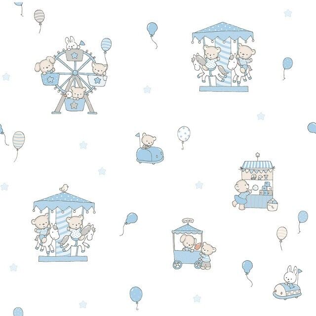 Candy Papel pintado infantil Feria ositos azul Candy Papel pintado infantil Feria ositos azul