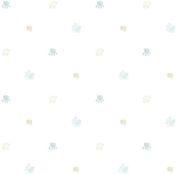 Candy Papel pintado infantil Huellas gris azulado y beige Candy Papel pintado infantil Huellas gris azulado y beige