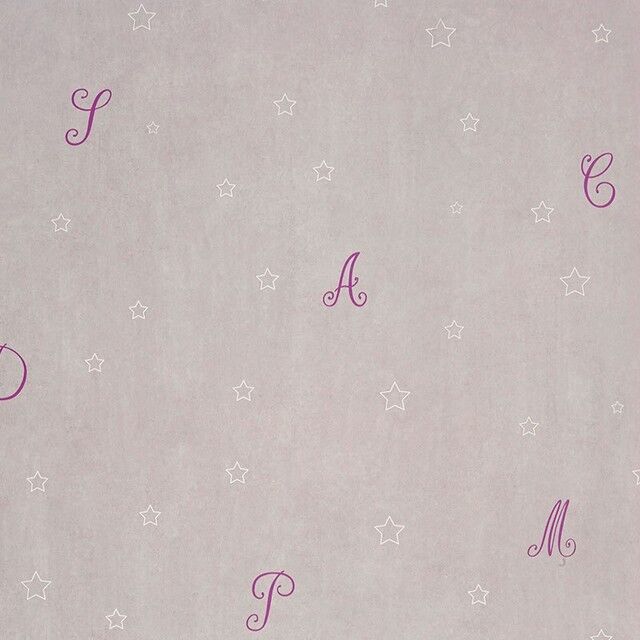 Papel pintado Letras y estrellas lila Papel pintado Letras y estrellas lila