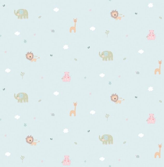 Candy Papel pintado infantil Safari gris azulado Candy Papel pintado infantil Safari gris azulado