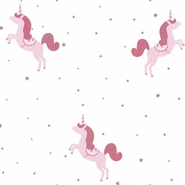 Papel pintado Unicornios fucsia