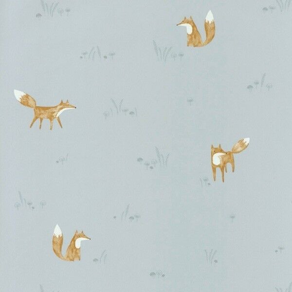 Papel pintado Zorro fondo azul Papel pintado Zorro fondo azul