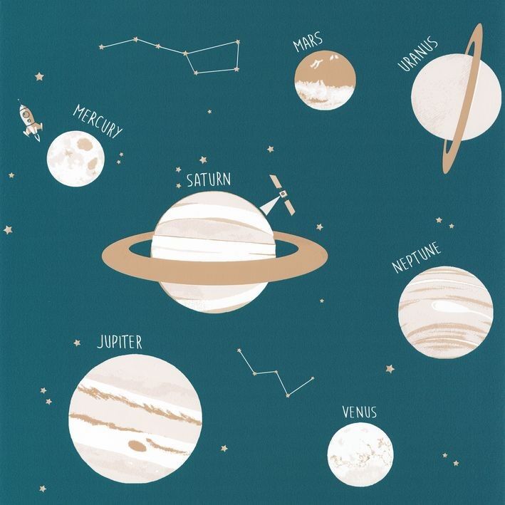 Papel pintado Nuestro Planeta Universo Jeans Azul / Beige Papel pintado Nuestro Planeta Universo Jeans Azul / Beige