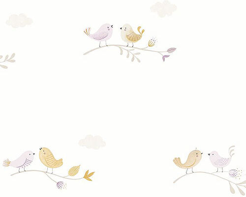 Papel pintado Pajaritos rose/jaune Papel pintado Pajaritos rose/jaune