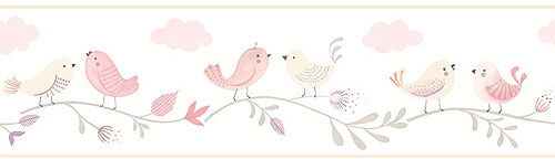 Cenefa de papel pintado Pajaritos rose/rose Cenefa de papel pintado Pajaritos rose/rose