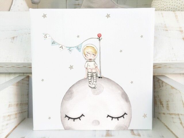 imda Cuadro infantil 'Astronauta en la luna' (lienzos: Medida 30 x 30cm) imda Cuadro infantil 'Astronauta en la luna' (lienzos: Medida 30 x 30cm)