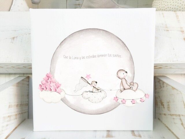 imda Cuadro infantil 'En busca de estrellas rosa' (lienzos: Medida 30 x 30cm) imda Cuadro infantil 'En busca de estrellas rosa' (lienzos: Medida 30 x 30cm)