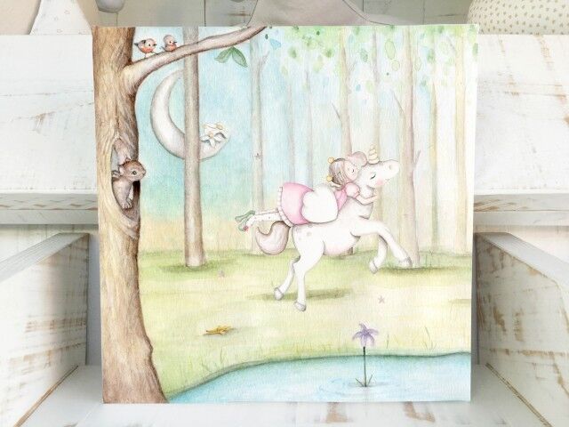 imda Cuadro infantil 'Luciérnaga y Unicornio' (lienzos: Medida 30 x 30cm)