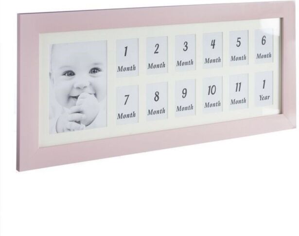 Marco de madera para fotos 12 meses rosa Marco de madera para fotos 12 meses rosa