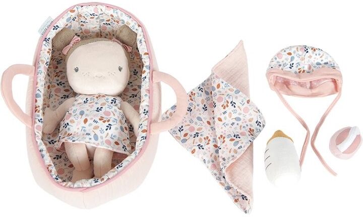 Bebé rosa con canastilla y accesorios Bebé rosa con canastilla y accesorios
