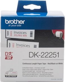 Brother Consumible Original Brother DK22251 Cinta continua de papel térmico con impresión a negro y rojo (blanca)