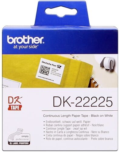 Brother Consumible Original Brother DK22225 Cinta continua de papel térmico (blanca). Ancho: 38 mm. Longitud: 30,48 m