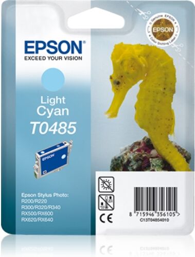 Epson Cartucho de tinta original EPSON, T0485, Caballito de mar 13 ml , Cian claro, C13T04854010 Epson Cartucho de tinta original EPSON, T0485, Caballito de mar 13 ml , Cian claro, C13T04854010