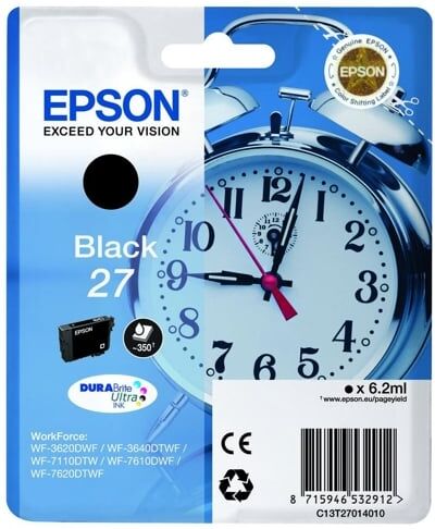 Epson Cartucho de tinta original EPSON 27, Despertador 6,2 ml , Negro, C13T27014022, T2701 Epson Cartucho de tinta original EPSON 27, Despertador 6,2 ml , Negro, C13T27014022, T2701