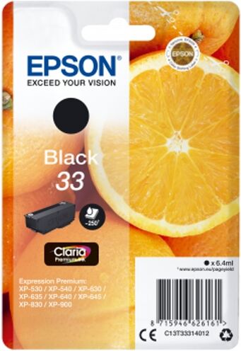 Epson Cartucho de tinta original EPSON, 33, Naranjas 6,4 ml , Negro, Estándar, C13T33314012, T3331 Epson Cartucho de tinta original EPSON, 33, Naranjas 6,4 ml , Negro, Estándar, C13T33314012, T3331