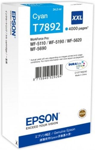Epson Cartucho de tinta original EPSON T789 34,2 ml , Cian, Alta, XXL, C13T789240 Epson Cartucho de tinta original EPSON T789 34,2 ml , Cian, Alta, XXL, C13T789240