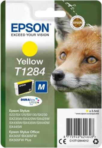 Epson Cartucho de tinta original EPSON T1284, Zorro 3,5 ml , Amarillo, M, C13T12844012 Epson Cartucho de tinta original EPSON T1284, Zorro 3,5 ml , Amarillo, M, C13T12844012