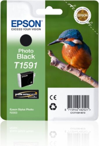 Epson Cartucho de tinta original EPSON, T1591, Martín pescador, 17 ml , Negro foto, C13T15914010 Epson Cartucho de tinta original EPSON, T1591, Martín pescador, 17 ml , Negro foto, C13T15914010