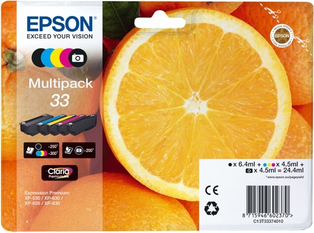 Epson Pack ahorro cartuchos de tinta original EPSON, 33, Naranjas, C13T33374020, T3337 Epson Pack ahorro cartuchos de tinta original EPSON, 33, Naranjas, C13T33374020, T3337