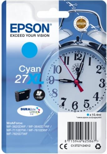 Epson Cartucho de tinta original EPSON 27XL, Despertador 10,4 ml , Cian, XL, C13T27124012, T2712 Epson Cartucho de tinta original EPSON 27XL, Despertador 10,4 ml , Cian, XL, C13T27124012, T2712