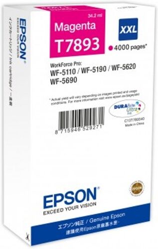 Epson Cartucho de tinta original EPSON T789 34,2 ml , Magenta, Alta, XXL, C13T789340 Epson Cartucho de tinta original EPSON T789 34,2 ml , Magenta, Alta, XXL, C13T789340